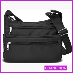 Nylon Crossbody Bag Multi Pocket RFID Travel Handbag Lightweight Adjustable